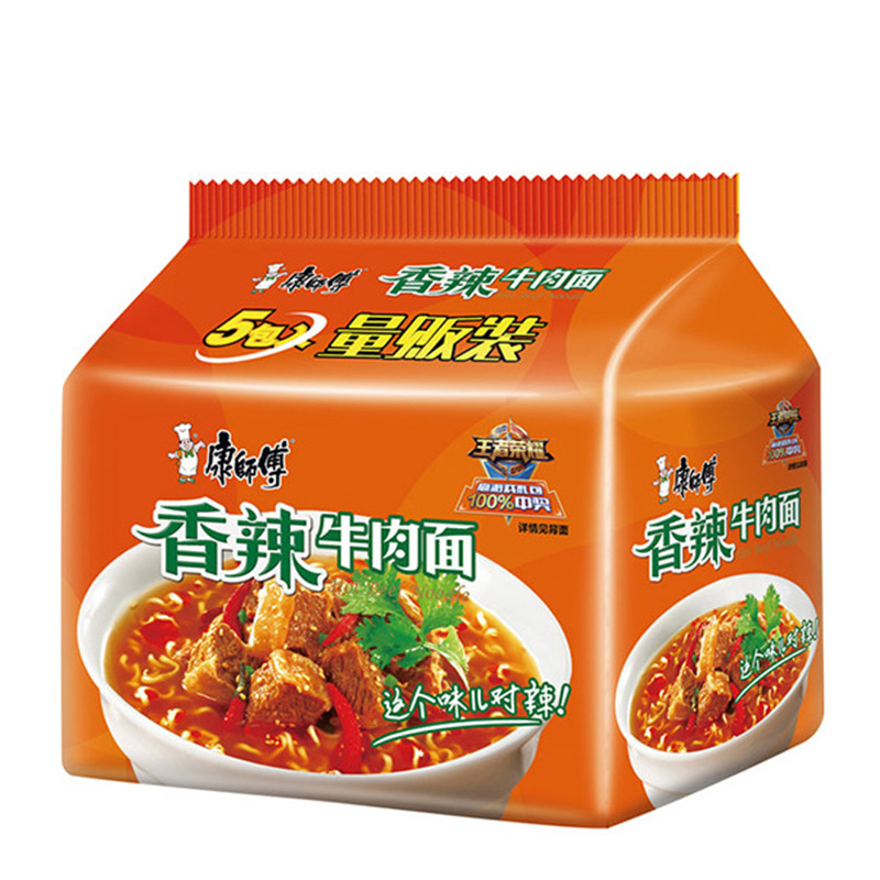 【天貓超市】康師傅 經典袋香辣牛肉麵 99g*5/袋 方便麵泡麵