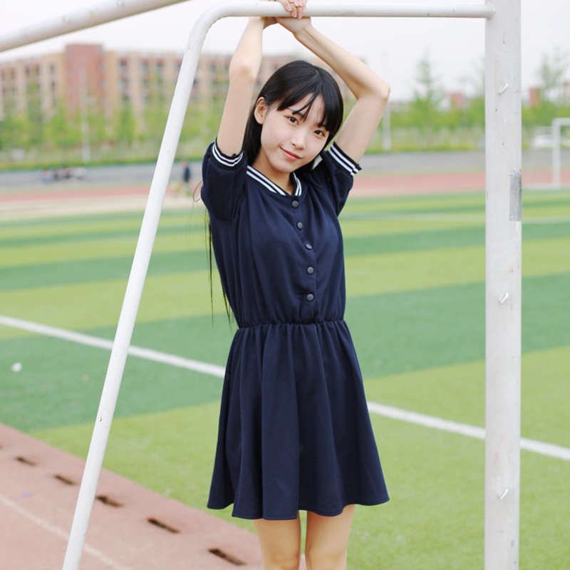 日系水手服藏青短袖正統jk制服百褶裙秋冬女學生畢業班服校服套裝