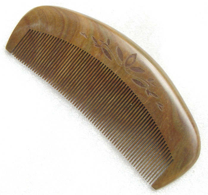 牧童正品 小号密齿梳 天然绿檀木梳子 整木一体玉檀篦梳 刮头篦子