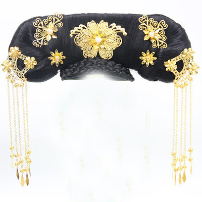 古装造型格格福晋妃子旗头假发 配套头饰发饰 清朝旗头发饰头饰