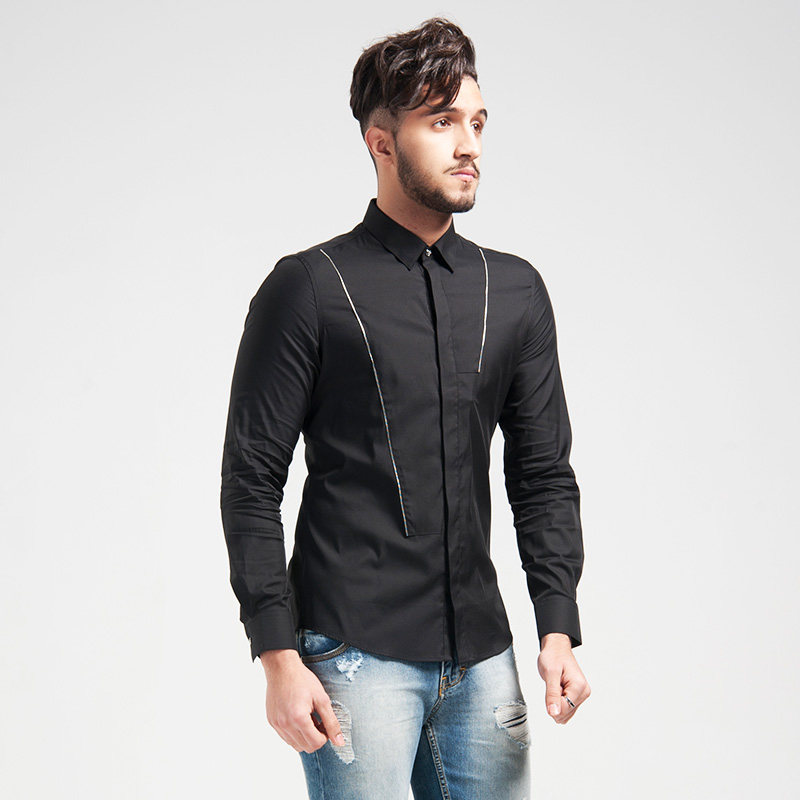 ice衬衫男长袖商务男装 休闲正装衣服修身白色上班衬衣