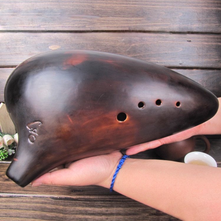 包邮 风雅陶笛 正品 熏烧七孔超低音c调陶笛 演奏级7孔陶笛