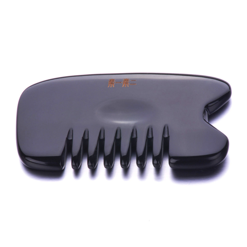 素一素二天然多功能黑水牛角梳防静电头部经络按摩梳子点穴刮痧板