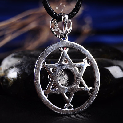 小幽家天然水晶天铁镍铁陨石吊坠六芒星项链天铁吊坠辟邪挡煞转运