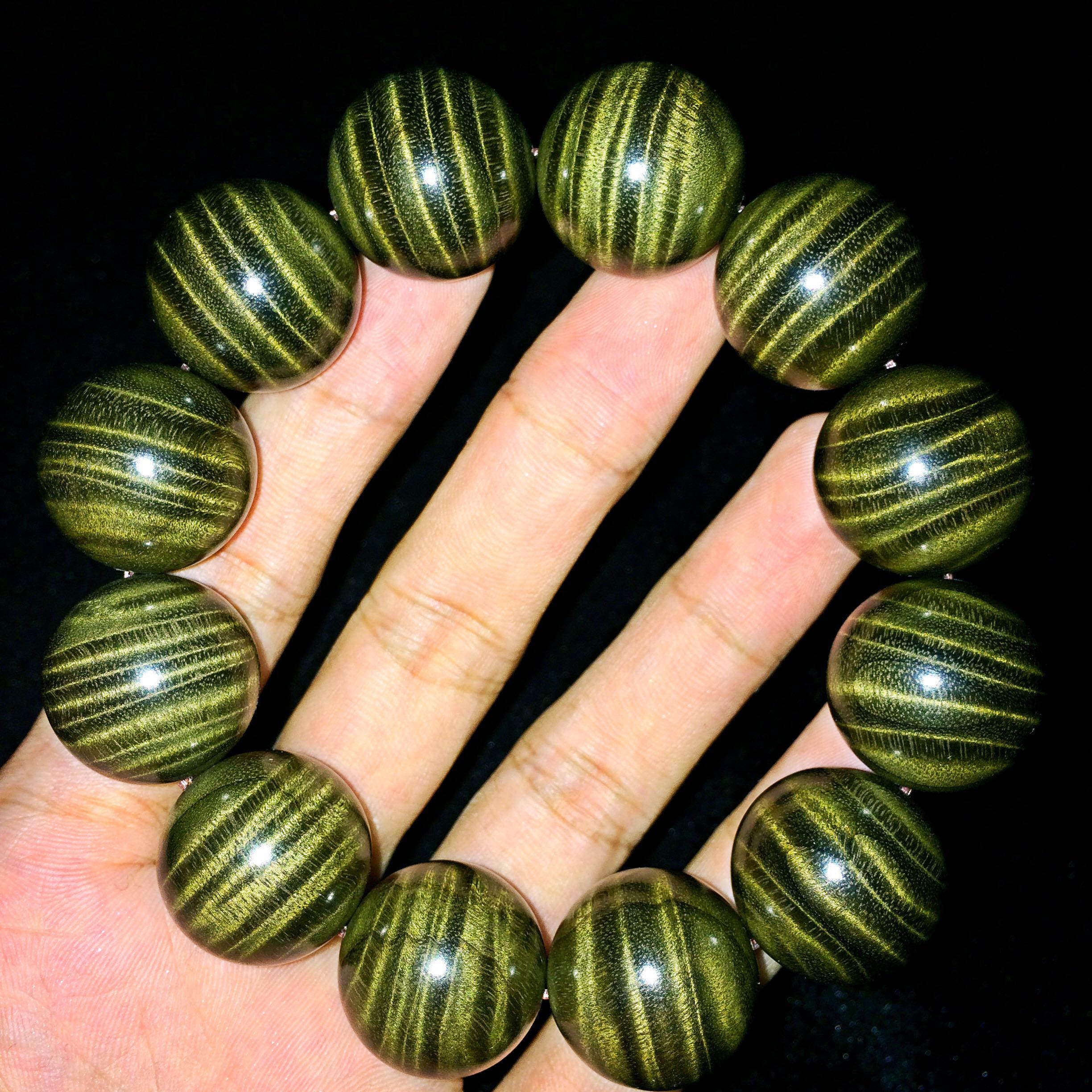 千年老料阴沉木精品闪电纹龙胆纹满水波四川金丝楠木手链手串佛珠