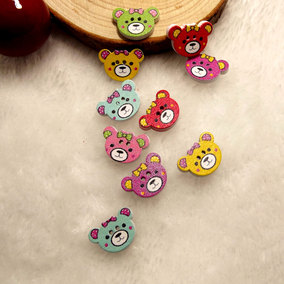 韩版卡通纽扣扣子 儿童宝宝衣服装饰修补纽扣 木质可爱木头熊头扣