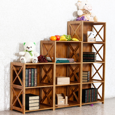 楠竹子 三层柜原色置物架加厚多层收纳柜书柜储物架小书架装饰柜