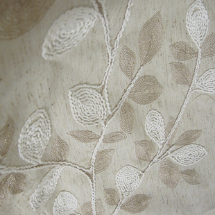 【特价】灰色叶子 地中海高档盘带绣花棉麻客厅书房