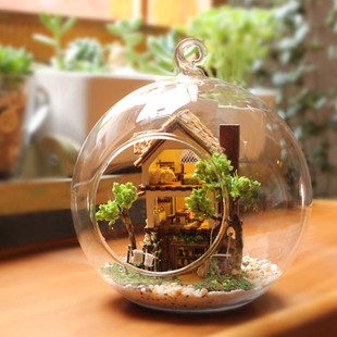 diy小屋 创意拼装温馨小房子 迷你玻璃球岛屿森林梦声控
