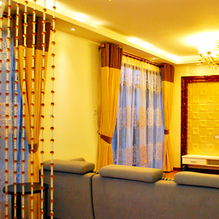 欢庆家居超柔灯芯绒面料米白条纹 现代简约 长沙窗帘个性定制