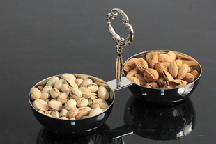 现货亏本清仓高档ktv夜总会酒吧娱乐会所不锈钢两头干果盅小吃碟