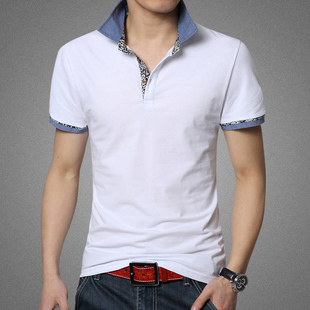 短袖男装夏装2015新款t恤 休闲翻领 短袖男t恤 男士修身短t袖