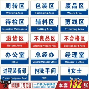 工厂生产车间分区标示标识牌验厂区域划分指示牌科室牌提示牌定做