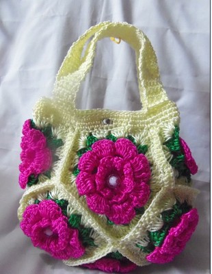 现货 女包手工包 手工成品包 手提包 合股线花朵包 八片半拼花包