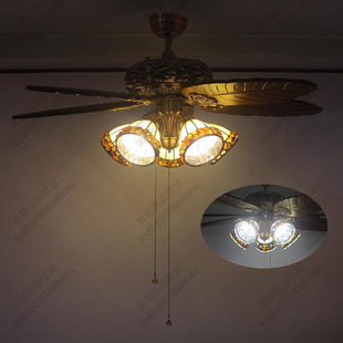 欧式客厅芭蕉叶52寸吊扇灯地中海餐厅电风扇吊灯卧室电扇风扇灯具