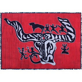 贵州民族工艺品苗族手工蜡染工艺品蜡染画壁挂 牛头舞70x80cm