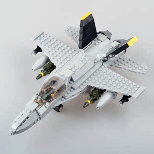 颖思新款 f18大黄蜂重型战斗机古笛600031a 军事乐高式拼装积木