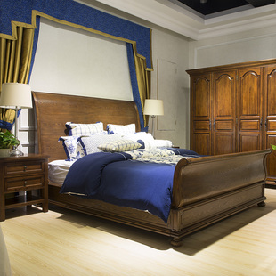 伯爵 美式伯爵家具 欧式双人床 美式床 1.8米实木古典床 高端美式家具