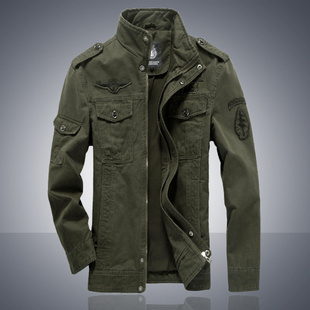 军装 加肥加大码德国军装男装夹克 空军一号军工装外套男水洗纯棉立领