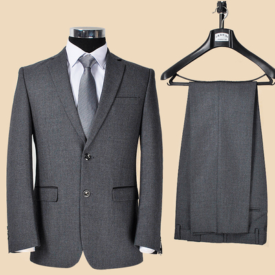 羊毛呢中老年西服套装商务休闲厚男士中年西装爸爸装宽松秋冬男装