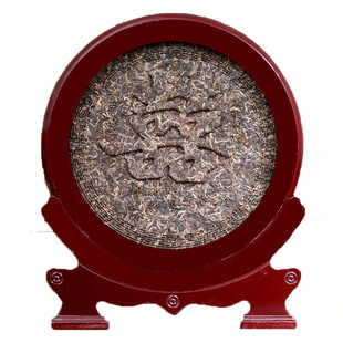 云南普洱茶叶磨盘山结婚纪念喜字普洱茶生茶饼精致工艺茶定制带框