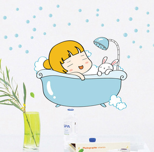 墙贴 可移除墙贴防水贴 浴室卫生间儿童房个性卡通创意装饰贴画 泡泡