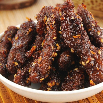 大促销宁波吃客淘金币四川特产零食品江志忠麻辣五香牛肉干条60g