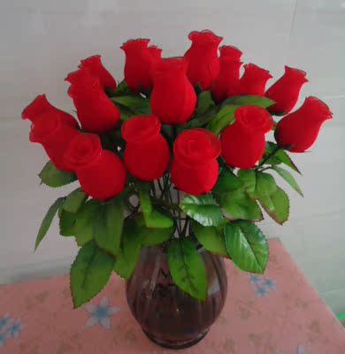 教师节情人节酒杯玫瑰仿真丝网花成品插花配草手工花批发玫瑰花苞