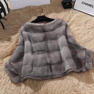 水貂皮草女外套冬季女装整貂裘皮上衣蓝色套头短款七分袖潮装包邮