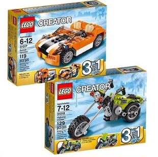 樂高 正品 lego 積木玩具 31017 橙色敞篷跑車 31018高速公路機車