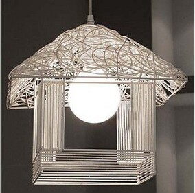 手工鸟笼灯田园儿童个性小房子灯创意温馨餐厅吊灯具藤艺单头吊灯