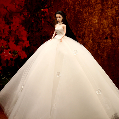 包邮高档豪华手工婚纱芭比新娘娃娃求婚送女友小朋友梦幻礼物摆件