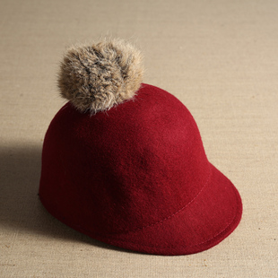 秋冬韩版儿童羊毛呢绒帽子宝宝棒球小孩鸭舌帽男女童礼帽马术帽潮