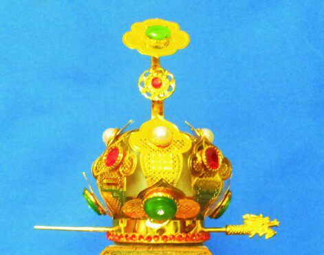 三层镀金火焰冠(没盒子)道冠/莲花冠/六角帽道教用品道帽芙蓉