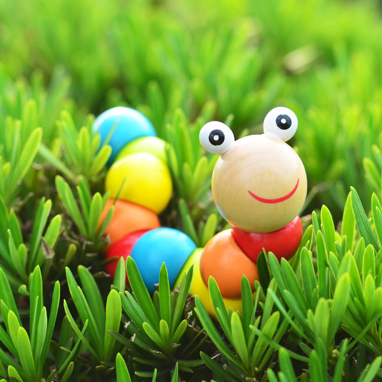 彩色百变扭扭虫毛毛虫动物玩偶木制益智玩具0—3岁宝宝益智玩具