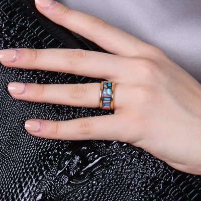 彩环珐琅彩戒指指环女士饰品景泰蓝手工戒指情人节生日情人节礼物