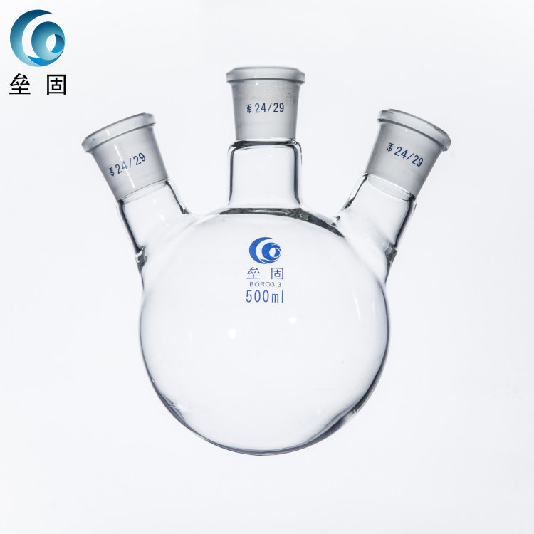 【垒固】500ml 斜三口烧瓶24*24*24 标口三颈烧瓶 反应器烧瓶