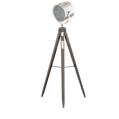 北欧工业loft现代探照摄影灯复古实木制三脚架美式落地灯客厅遥控