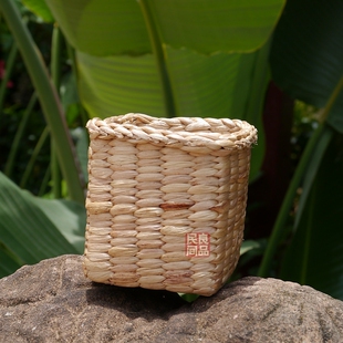 泰国水葫芦编织小花篮 藤编篮 花插 笔筒 茶道筒 草编工艺品7d216