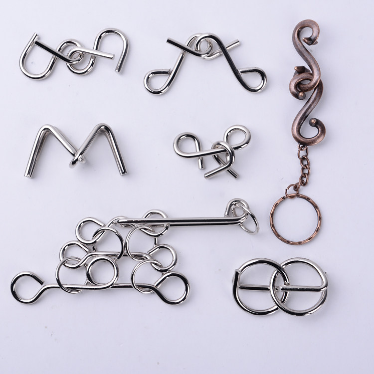 群妙玩具金属铁环智力解扣玩具成人儿童益智解环解锁18十八件套装