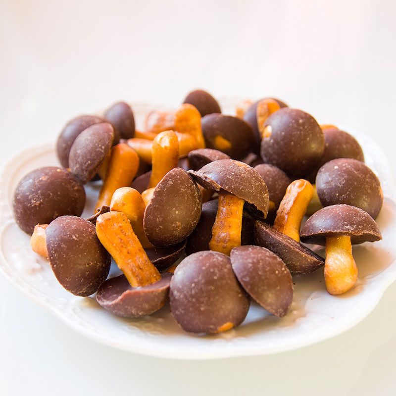 俄罗斯进口巧克力饼干 蘑菇力 蘑古力 300克 盒装 巧克力饼干