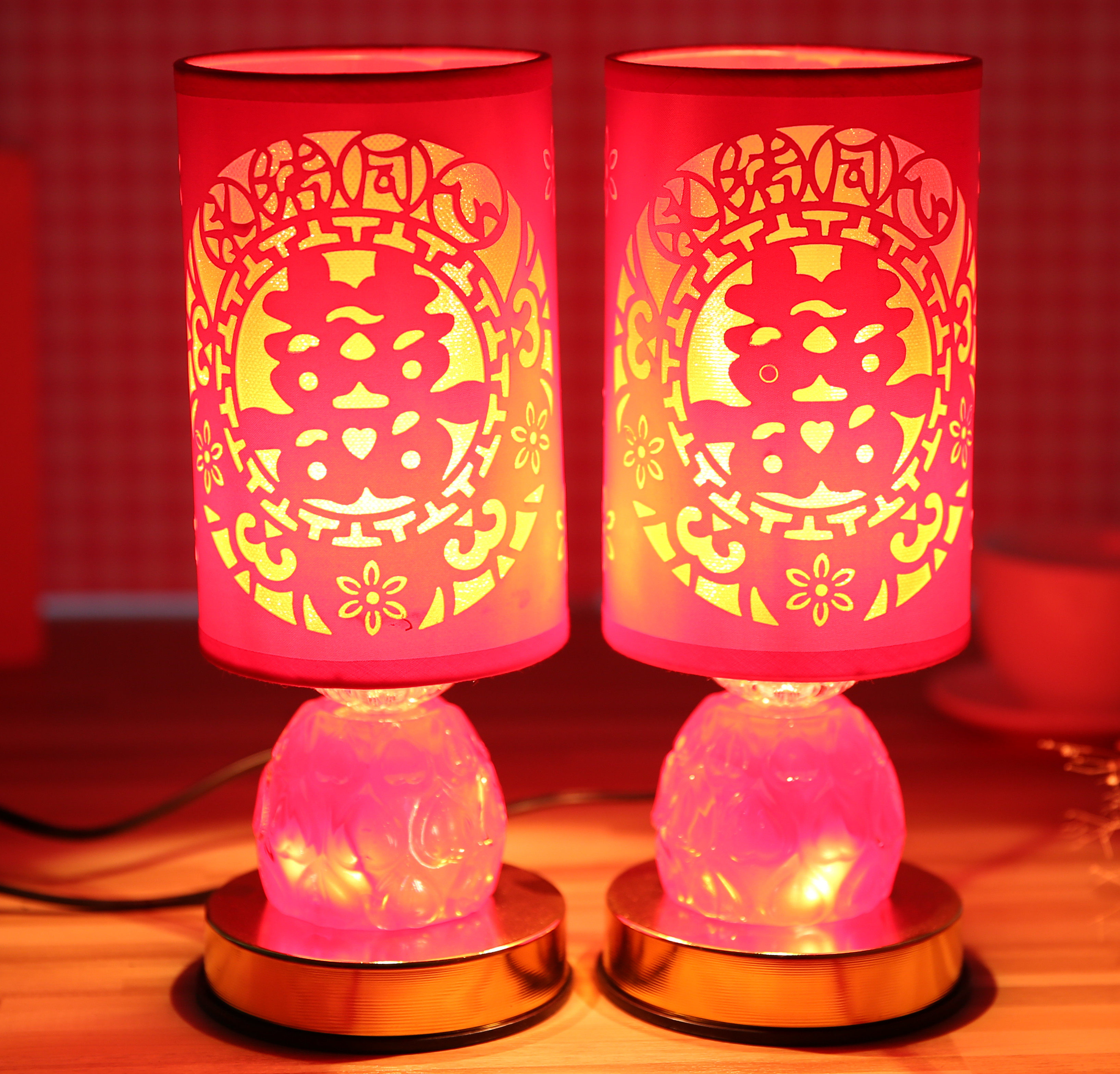 欧式结婚台灯婚房床头灯卧室结婚礼物喜庆红色实用创意新婚庆台灯