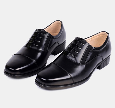 07b士官三接头皮鞋男制式军官校尉常服正装商务免系带真皮男鞋