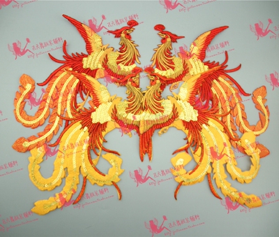 特价成对金凤凰刺绣布贴电脑绣花补贴舞台服演出服广场舞服装辅料