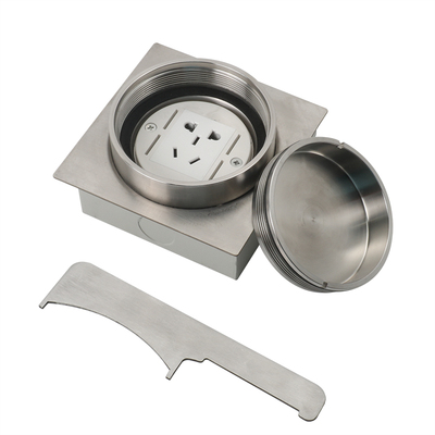 现代松本大理石304不锈钢地插100mm隐藏式防水地面插座商场专用插