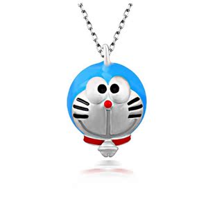 925纯银哆啦a梦项链叮当猫吊坠蓝胖子机器猫项链女可爱卡通送闺蜜