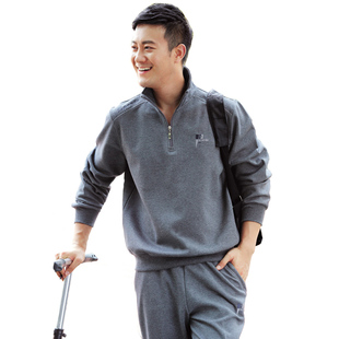 休闲套装 必列奇春秋长袖套头衫 休闲套装运动衣 男式中老年运动服