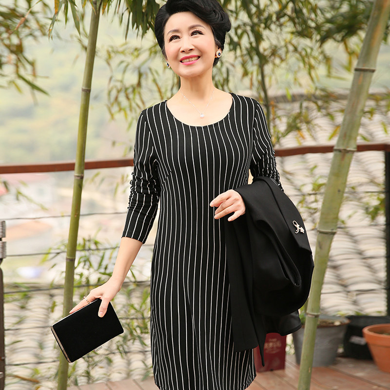 香颜妈妈装夏装复古印花中长款裙子40-50岁中老年女装雪纺连衣裙