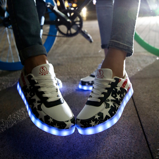 春夏韩版led灯发光鞋七彩闪光灯充电荧光鞋情侣夜光男女学生鞋子