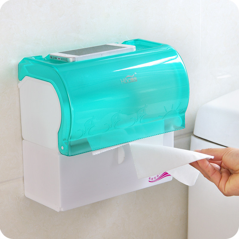 多功能卫生间纸巾盒 免打孔塑料卫生纸盒厕纸盒 厕所防水卷纸架